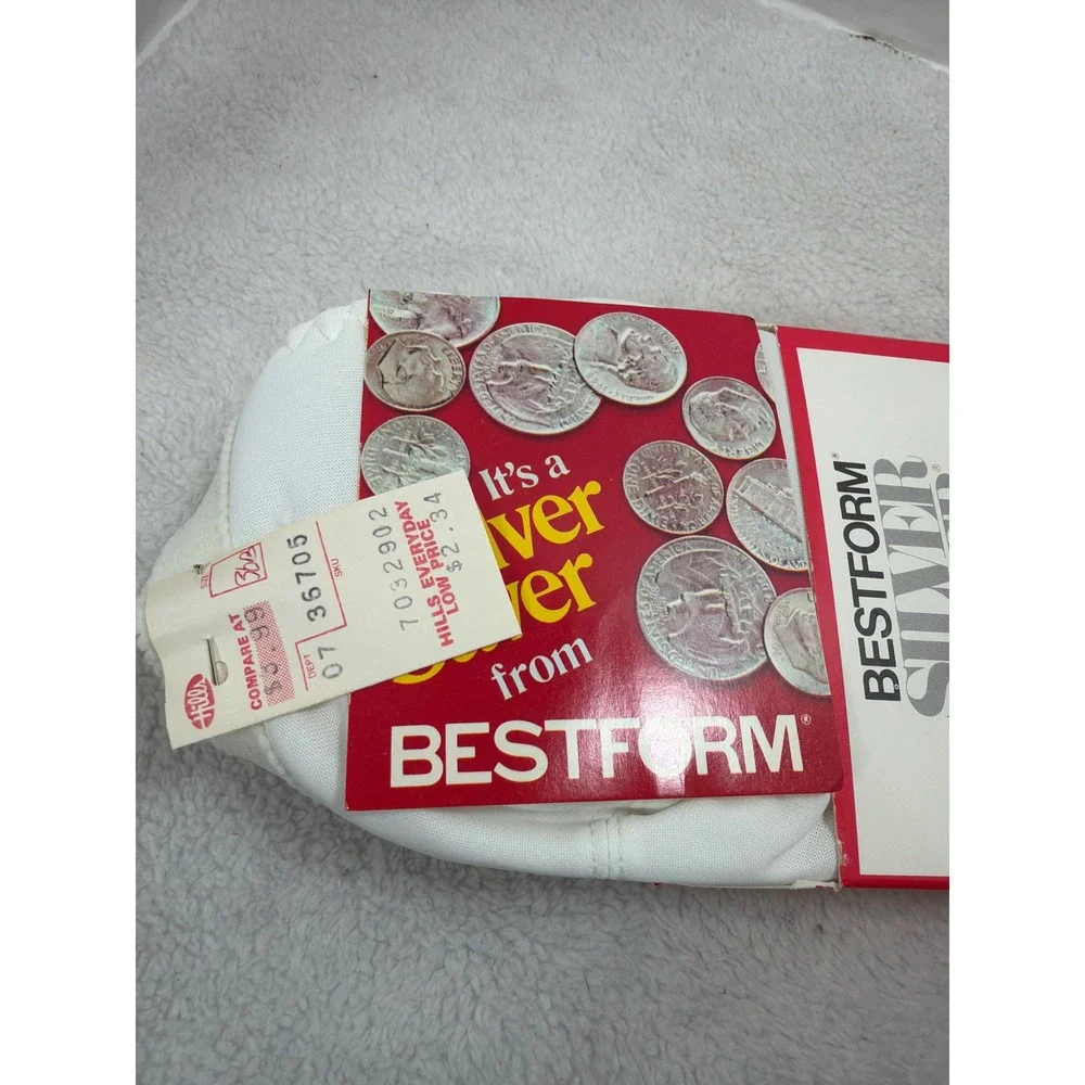 NOS VTG 80s Bestform Cross-Over Bra 36B White Silver Saver Fiberfill  P6806